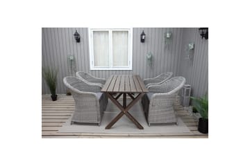 Utendørs møbelgruppe 150 cm bord & 4 Belize grå stoler Brun - Brun - Hagemøbler & utemiljø - Hagegruppe - Cafemøbler & cafesett