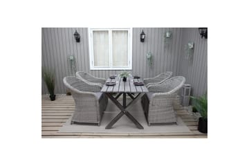 Utendørs møbelgruppe 150 cm bord & 4 Belize grå stoler Grå - Grå - Hagemøbler & utemiljø - Hagegruppe - Spisegrupper hage
