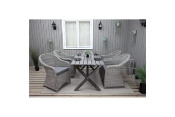 Utendørs møbelgruppe 150 cm bord & 4 Belize grå stoler Grå - Grå - Hagemøbler & utemiljø - Hagegruppe - Spisegrupper hage