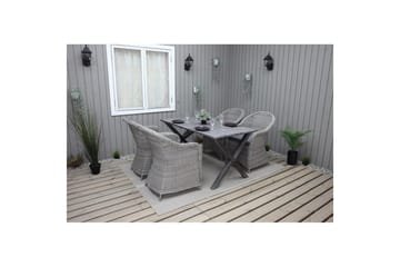 Utendørs møbelgruppe 150 cm bord & 4 Belize grå stoler Grå - Grå - Hagemøbler & utemiljø - Hagegruppe - Spisegrupper hage