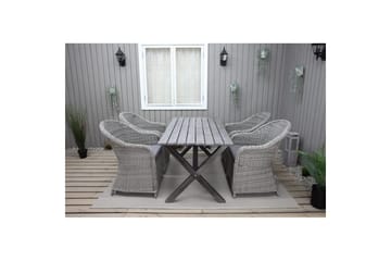 Utendørs møbelgruppe 150 cm bord & 4 Belize grå stoler Grå - Grå - Hagemøbler & utemiljø - Hagegruppe - Spisegrupper hage