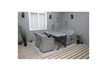 Utendørs møbelgruppe 150 cm bord & 4 Belize grå stoler Grå - Grå - Hagemøbler & utemiljø - Hagegruppe - Spisegrupper hage