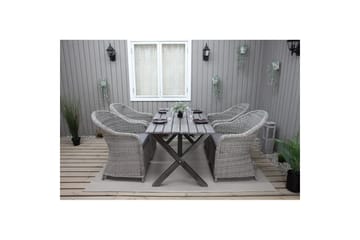 Utendørs møbelgruppe 150 cm bord & 4 Belize grå stoler Grå - Grå - Hagemøbler & utemiljø - Hagegruppe - Cafemøbler & cafesett