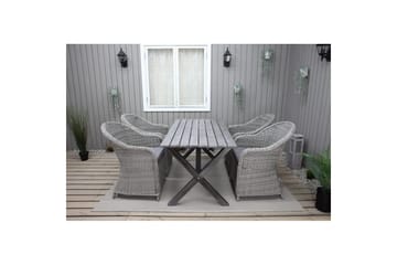 Utendørs møbelgruppe 150 cm bord & 4 Belize grå stoler Grå - Grå - Hagemøbler & utemiljø - Hagegruppe - Cafemøbler & cafesett