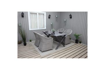 Utendørs møbelgruppe 150 cm bord & 4 Belize grå stoler Grå - Grå - Hagemøbler & utemiljø - Hagegruppe - Cafemøbler & cafesett