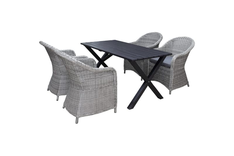 Utendørs møbelgruppe 150 cm bord & 4 Belize grå stoler Svart - Svart - Hagemøbler & utemiljø - Hagegruppe - Cafemøbler & cafesett