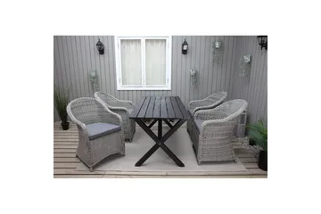 Utendørs møbelgruppe 150 cm bord & 4 Belize grå stoler Svart - Svart - Hagemøbler & utemiljø - Hagegruppe - Spisegrupper hage