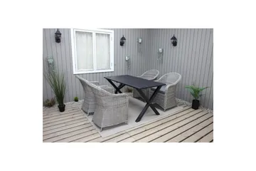 Utendørs møbelgruppe 150 cm bord & 4 Belize grå stoler Svart - Svart - Hagemøbler & utemiljø - Hagegruppe - Spisegrupper hage