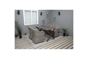 Utendørs møbelgruppe 150 cm bord & 4 Belize naturlig stoler Brun - Brun - Hagemøbler & utemiljø - Hagegruppe - Spisegrupper hage