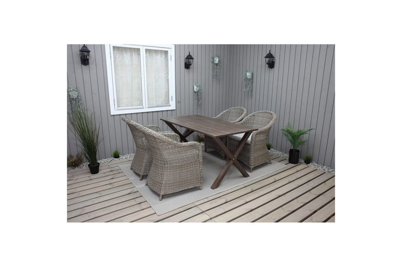 Utendørs møbelgruppe 150 cm bord & 4 Belize naturlig stoler Brun - Brun - Hagemøbler & utemiljø - Hagegruppe - Spisegrupper hage