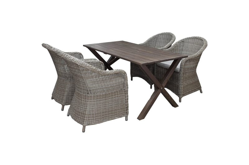 Utendørs møbelgruppe 150 cm bord & 4 Belize naturlig stoler Brun, Brun