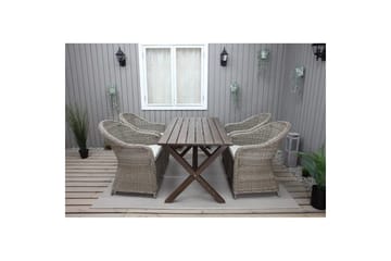 Utendørs møbelgruppe 150 cm bord & 4 Belize naturlig stoler Brun - Brun - Hagemøbler & utemiljø - Hagegruppe - Spisegrupper hage