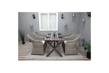 Utendørs møbelgruppe 150 cm bord & 4 Belize naturlig stoler Brun - Brun - Hagemøbler & utemiljø - Hagegruppe - Spisegrupper hage