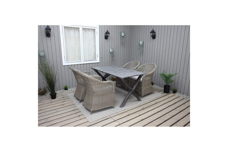 Utendørs møbelgruppe 150 cm bord & 4 Belize naturlig stoler Grå - Grå - Hagemøbler & utemiljø - Hagegruppe - Spisegrupper hage