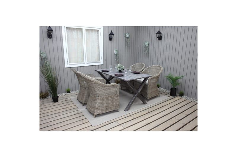 Utendørs møbelgruppe 150 cm bord & 4 Belize naturlig stoler Grå - Grå - Hagemøbler & utemiljø - Hagegruppe - Spisegrupper hage