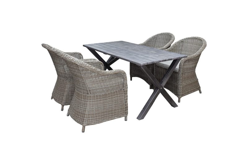 Utendørs møbelgruppe 150 cm bord & 4 Belize naturlig stoler Grå, Grå