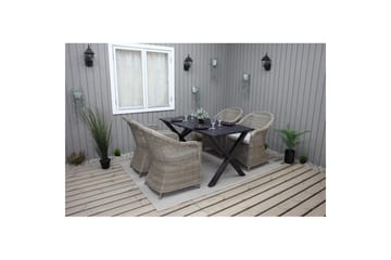 Utendørs møbelgruppe 150 cm bord & 4 Belize naturlig stoler Svart - Svart - Hagemøbler & utemiljø - Hagegruppe - Spisegrupper hage