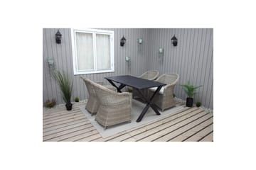 Utendørs møbelgruppe 150 cm bord & 4 Belize naturlig stoler Svart - Svart - Hagemøbler & utemiljø - Hagegruppe - Spisegrupper hage