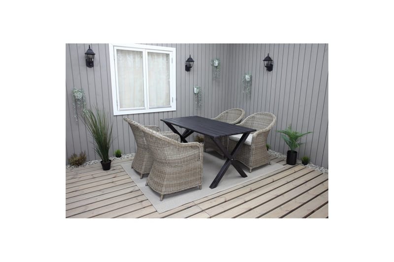 Utendørs møbelgruppe 150 cm bord & 4 Belize naturlig stoler Svart - Svart - Hagemøbler & utemiljø - Hagegruppe - Spisegrupper hage