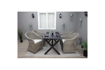 Utendørs møbelgruppe 150 cm bord & 4 Belize naturlig stoler Svart - Svart - Hagemøbler & utemiljø - Hagegruppe - Spisegrupper hage