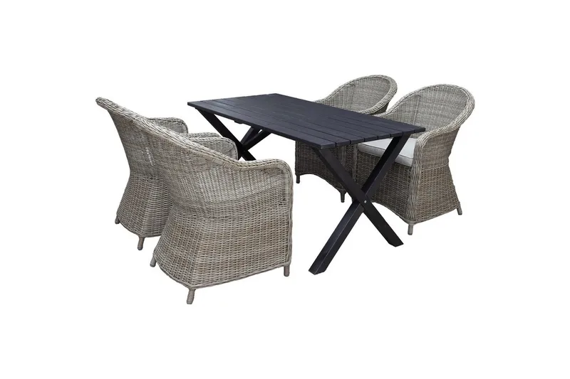 Utendørs møbelgruppe 150 cm bord & 4 Belize naturlig stoler Svart - Svart - Hagemøbler & utemiljø - Hagegruppe - Spisegrupper hage