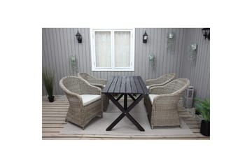 Utendørs møbelgruppe 150 cm bord & 4 Belize naturlig stoler Svart - Svart - Hagemøbler & utemiljø - Hagegruppe - Spisegrupper hage