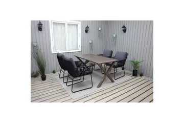 Utendørs møbelgruppe 150 cm bord & 4 Levanto grå stoler Brun - Brun - Hagemøbler & utemiljø - Hagegruppe - Spisegrupper hage