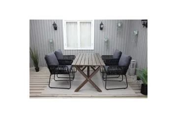 Utendørs møbelgruppe 150 cm bord & 4 Levanto grå stoler Brun - Brun - Hagemøbler & utemiljø - Hagegruppe - Spisegrupper hage