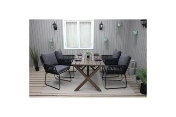 Utendørs møbelgruppe 150 cm bord & 4 Levanto grå stoler Brun - Brun - Hagemøbler & utemiljø - Hagegruppe - Spisegrupper hage