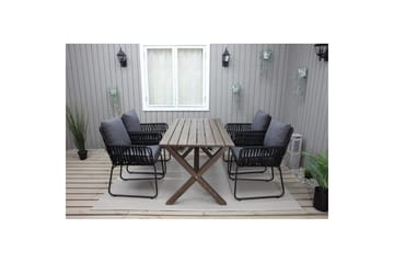 Utendørs møbelgruppe 150 cm bord & 4 Levanto grå stoler Brun - Brun - Hagemøbler & utemiljø - Hagegruppe - Spisegrupper hage