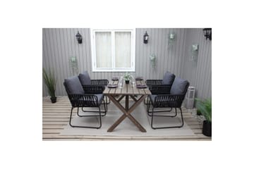 Utendørs møbelgruppe 150 cm bord & 4 Levanto grå stoler Brun - Brun - Hagemøbler & utemiljø - Hagegruppe - Spisegrupper hage