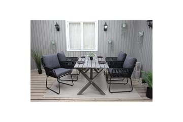Utendørs møbelgruppe 150 cm bord & 4 Levanto grå stoler Grå - Grå - Hagemøbler & utemiljø - Hagegruppe - Spisegrupper hage