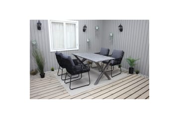 Utendørs møbelgruppe 150 cm bord & 4 Levanto grå stoler Grå - Grå - Hagemøbler & utemiljø - Hagegruppe - Spisegrupper hage