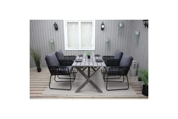 Utendørs møbelgruppe 150 cm bord & 4 Levanto grå stoler Grå - Grå - Hagemøbler & utemiljø - Hagegruppe - Spisegrupper hage