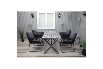 Utendørs møbelgruppe 150 cm bord & 4 Levanto grå stoler Grå - Grå - Hagemøbler & utemiljø - Hagegruppe - Spisegrupper hage
