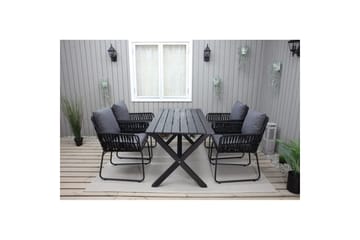 Utendørs møbelgruppe 150 cm bord & 4 Levanto grå stoler Svart - Svart - Hagemøbler & utemiljø - Hagegruppe - Spisegrupper hage