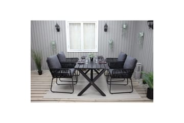 Utendørs møbelgruppe 150 cm bord & 4 Levanto grå stoler Svart - Svart - Hagemøbler & utemiljø - Hagegruppe - Spisegrupper hage