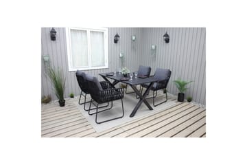 Utendørs møbelgruppe 150 cm bord & 4 Levanto grå stoler Svart - Svart - Hagemøbler & utemiljø - Hagegruppe - Spisegrupper hage