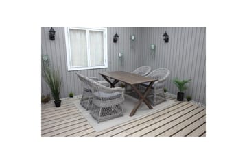 Utendørs møbelgruppe 150 cm bord & 4 Merida grå stoler Brun - Brun - Hagemøbler & utemiljø - Hagegruppe - Spisegrupper hage