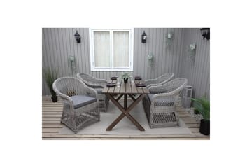 Utendørs møbelgruppe 150 cm bord & 4 Merida grå stoler Brun - Brun - Hagemøbler & utemiljø - Hagegruppe - Spisegrupper hage