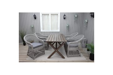Utendørs møbelgruppe 150 cm bord & 4 Merida grå stoler Brun - Brun - Hagemøbler & utemiljø - Hagegruppe - Spisegrupper hage