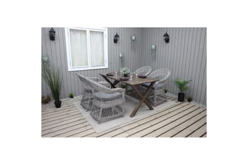 Utendørs møbelgruppe 150 cm bord & 4 Merida grå stoler Brun - Brun - Hagemøbler & utemiljø - Hagegruppe - Spisegrupper hage