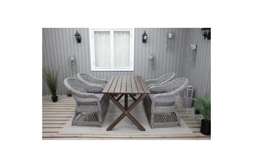 Utendørs møbelgruppe 150 cm bord & 4 Merida grå stoler Brun - Brun - Hagemøbler & utemiljø - Hagegruppe - Spisegrupper hage