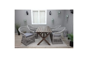 Utendørs møbelgruppe 150 cm bord & 4 Merida grå stoler Brun - Brun - Hagemøbler & utemiljø - Hagegruppe - Spisegrupper hage