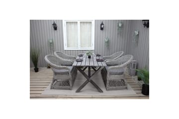 Utendørs møbelgruppe 150 cm bord & 4 Merida grå stoler Grå - Grå - Hagemøbler & utemiljø - Hagegruppe - Spisegrupper hage