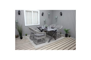 Utendørs møbelgruppe 150 cm bord & 4 Merida grå stoler Grå - Grå - Hagemøbler & utemiljø - Hagegruppe - Spisegrupper hage