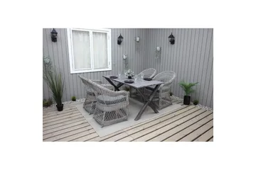 Utendørs møbelgruppe 150 cm bord & 4 Merida grå stoler Grå - Grå - Hagemøbler & utemiljø - Hagegruppe - Spisegrupper hage