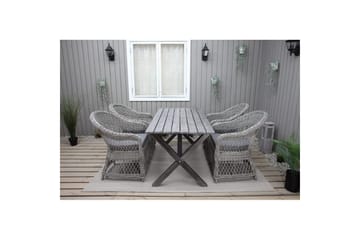 Utendørs møbelgruppe 150 cm bord & 4 Merida grå stoler Grå - Grå - Hagemøbler & utemiljø - Hagegruppe - Spisegrupper hage