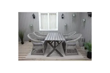 Utendørs møbelgruppe 150 cm bord & 4 Merida grå stoler Grå - Grå - Hagemøbler & utemiljø - Hagegruppe - Spisegrupper hage