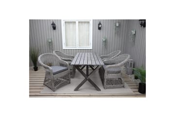 Utendørs møbelgruppe 150 cm bord & 4 Merida grå stoler Grå - Grå - Hagemøbler & utemiljø - Hagegruppe - Spisegrupper hage